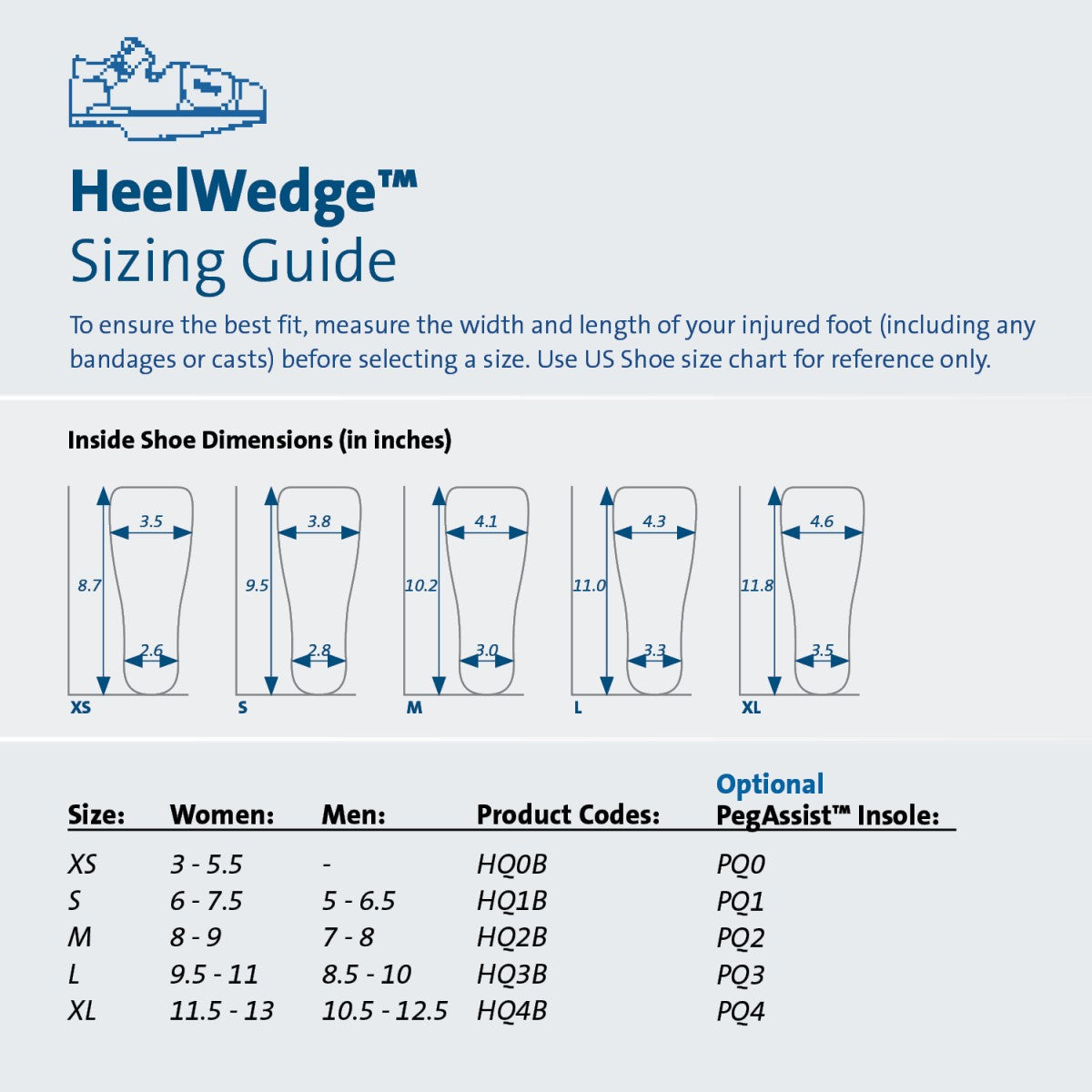 Stock photo of Darco HeelWedge Shoe Sizing Guide