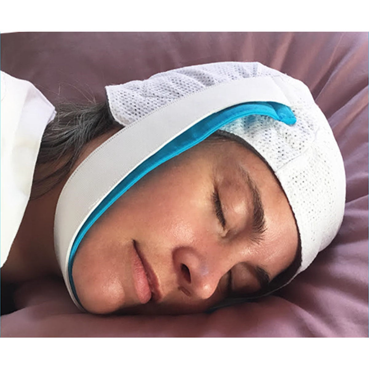 Woman Sleeping on Her Side Wearing Knightsbridge Dual Band Chinstrap