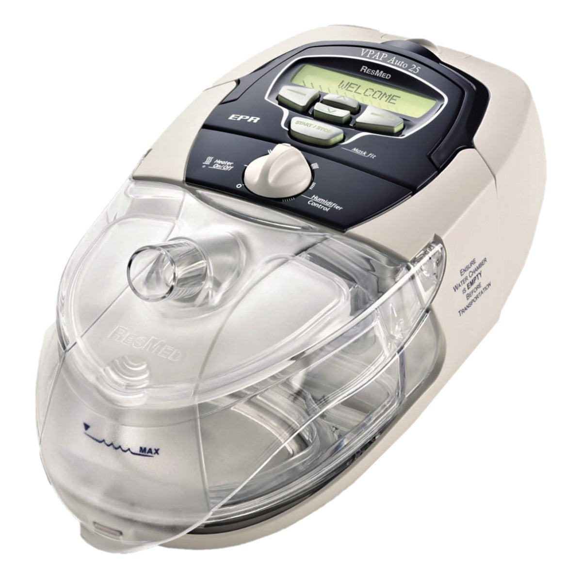 Stock photo of Certified Refurbished ResMed S8 VPAP Auto 25 CPAP machine with h4i water chamber
