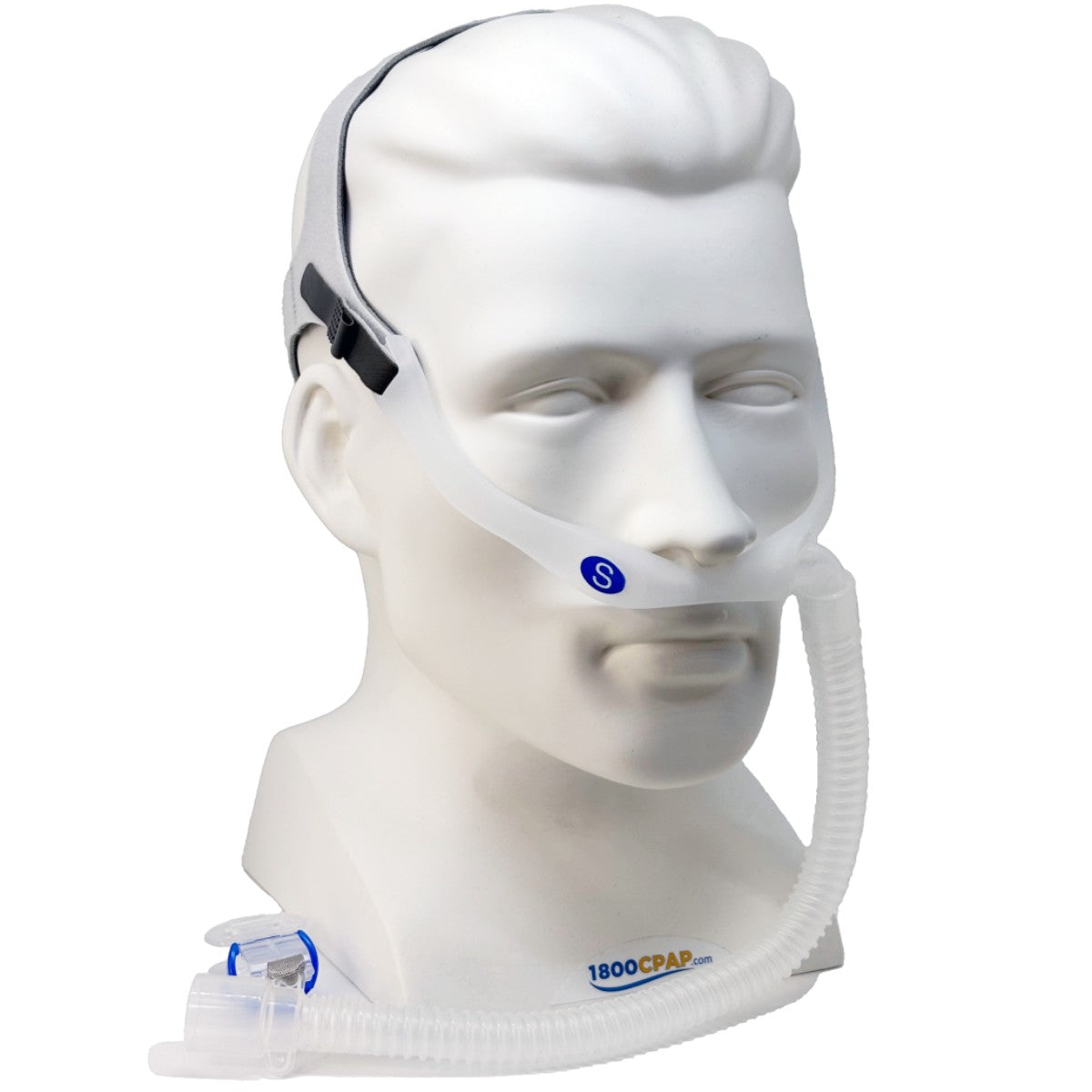 Angled View Of Philips Respironics AC611 High Flow Nasal Cannula On Mannequin Head
