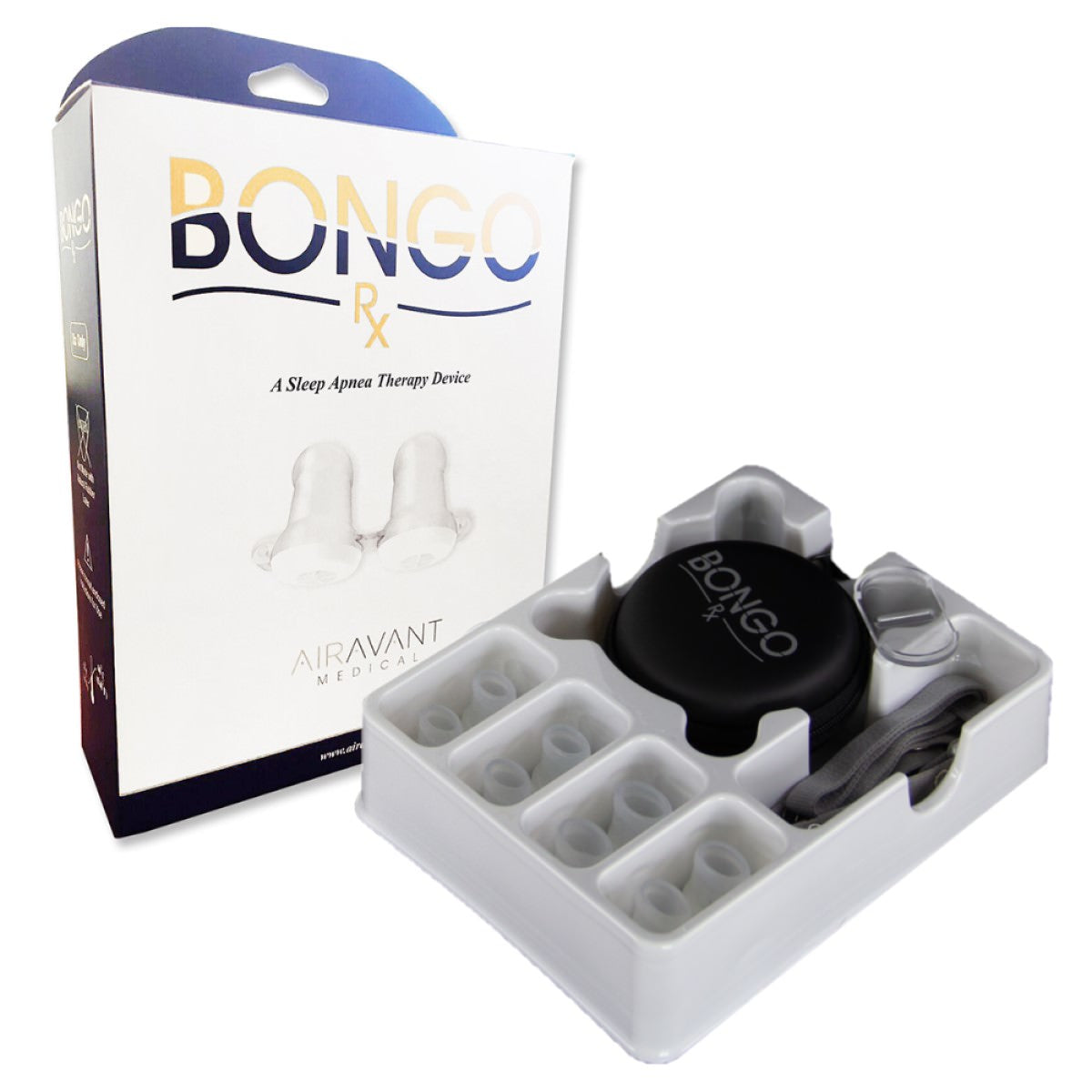 Stock Image of AirAvant's Bongo Rx Starter Kit Inside & Outside Packaging