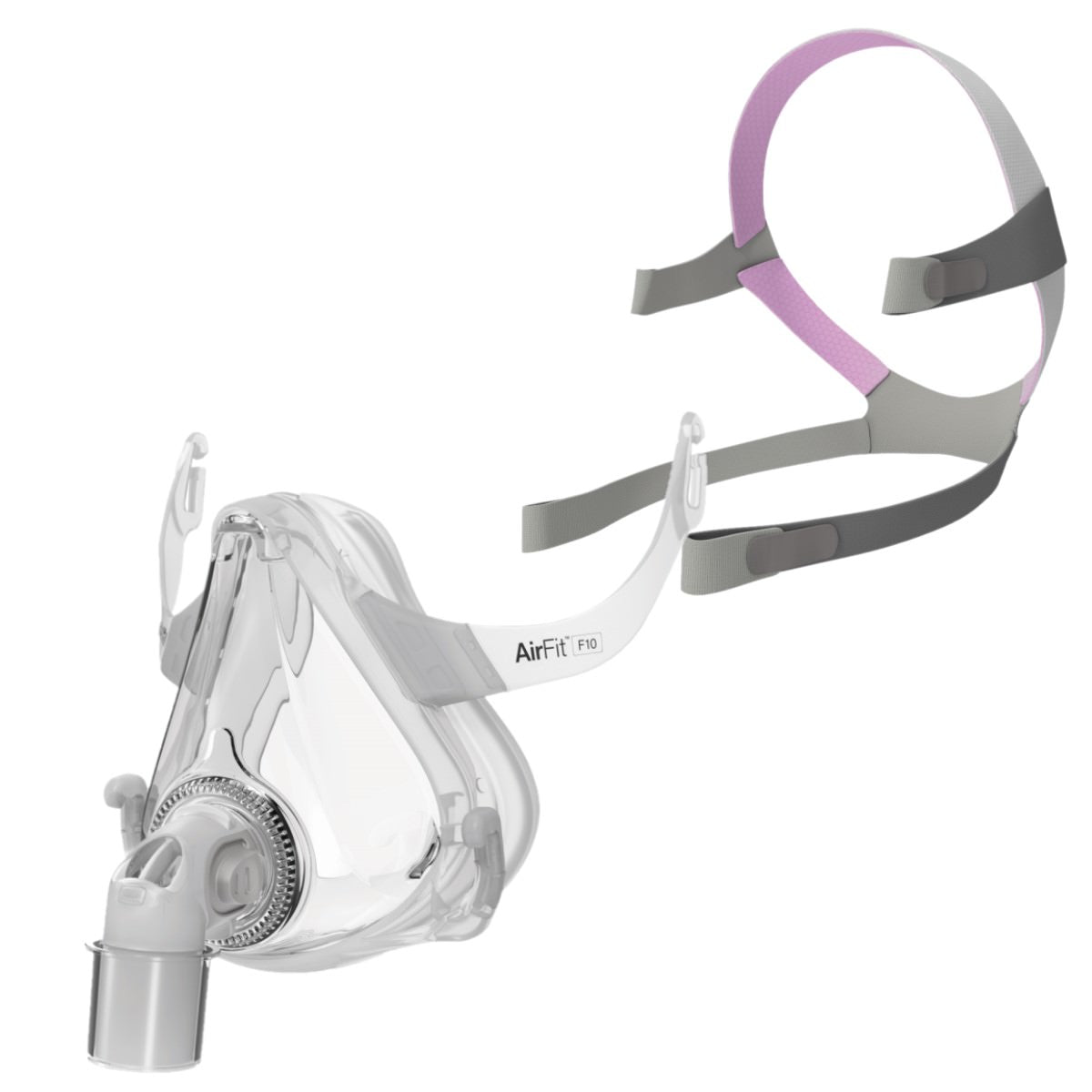 Stock Image of Pieced Apart ResMed AirFit F10 for Her Full Face CPAP Mask W/ Optional Headgear