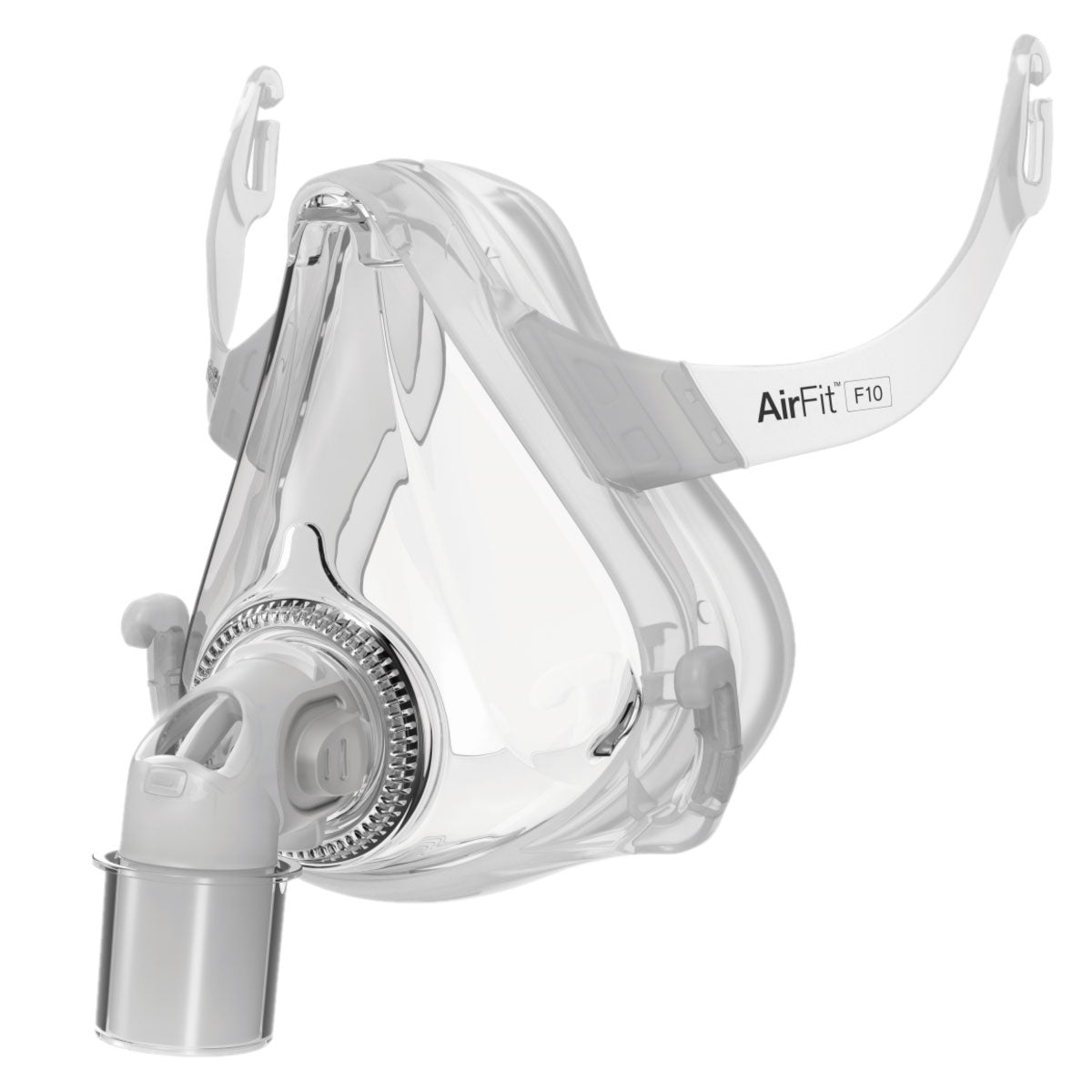 Stock photo of ResMed AirFit F10 full face CPAP mask without headgear