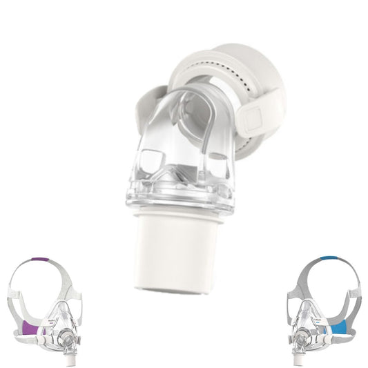Stock photo of ResMed AirFit F20 full face CPAP mask elbow