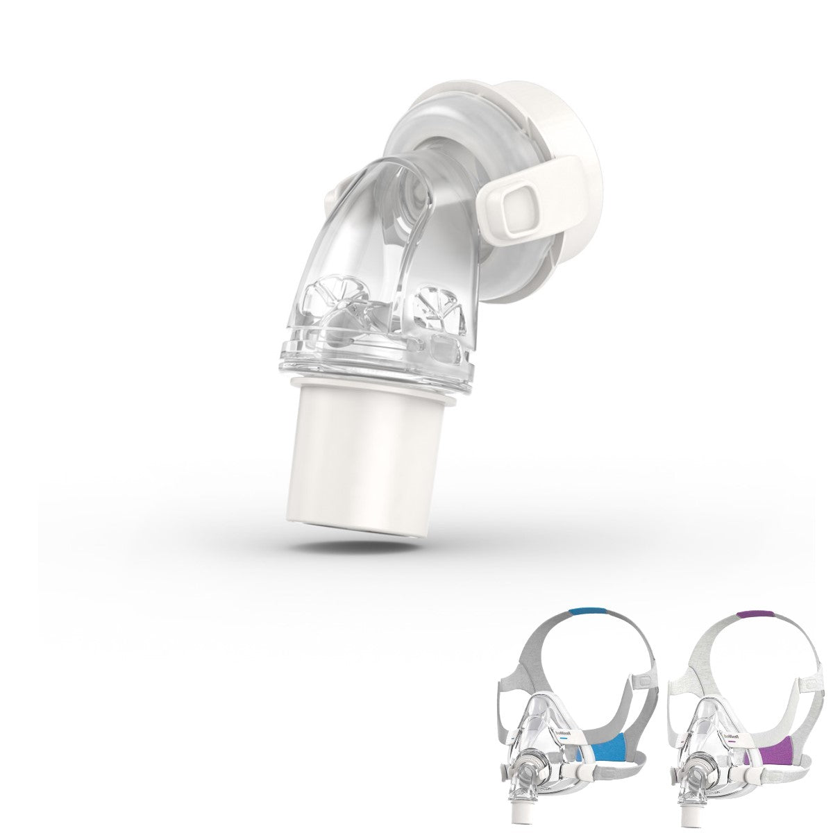 Stock photo of ResMed AirFit F20 full face CPAP mask elbow