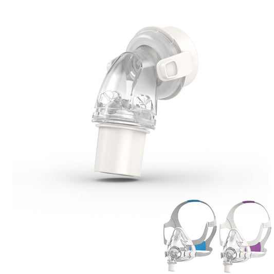Stock photo of ResMed AirFit F20 full face CPAP mask elbow
