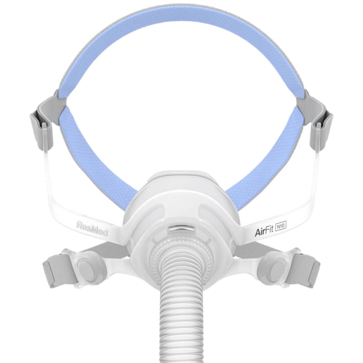 Stock photo of ResMed AirFit N10 nasal CPAP mask kit with headgear
