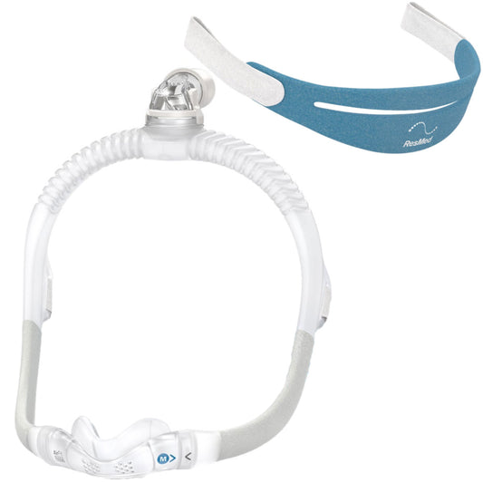 Stock photo of ResMed AirFit N30i nasal CPAP mask with optional headgear