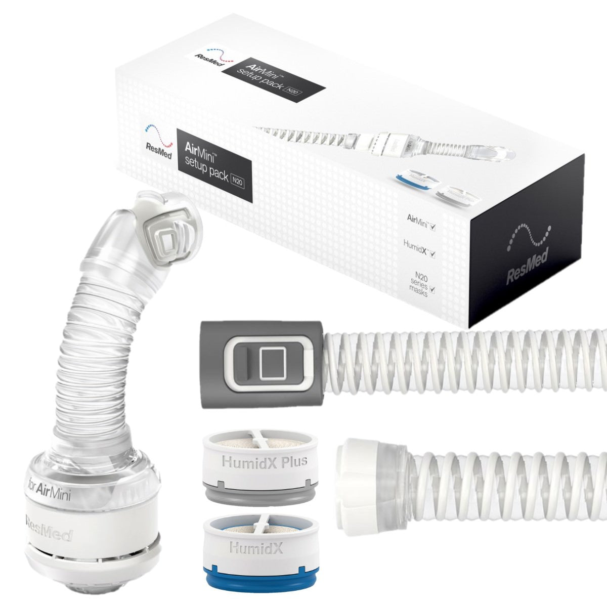 Stock Image of AirMini Setup Pack for ResMed AirFit N20 Nasal CPAP Mask