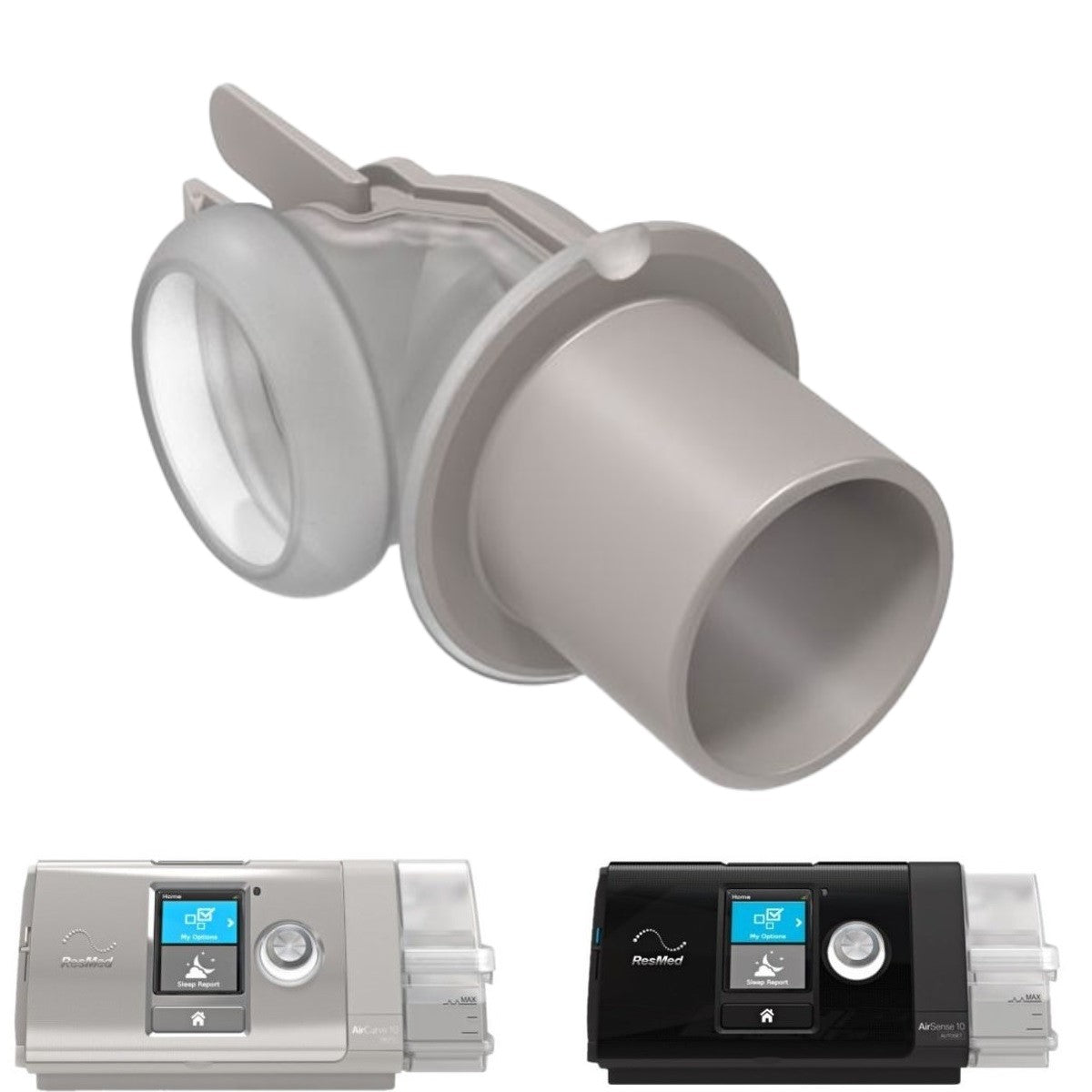 Stock Image of Replacement Air Outlet Adapter for ResMed AirSense 10 CPAP Machine