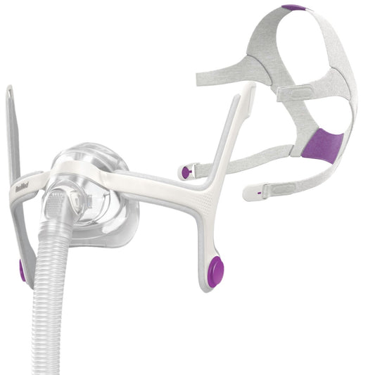 Stock photo of ResMed AirTouch N20 for Her nasal CPAP mask with optional headgear