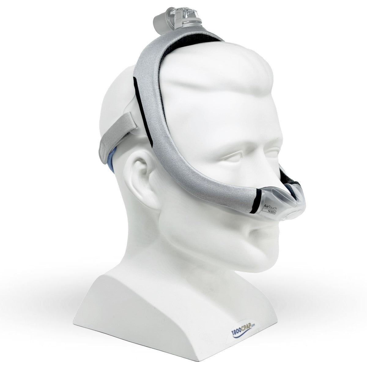 Stock photo of ResMed AirTouch N30i nasal CPAP mask with headgear