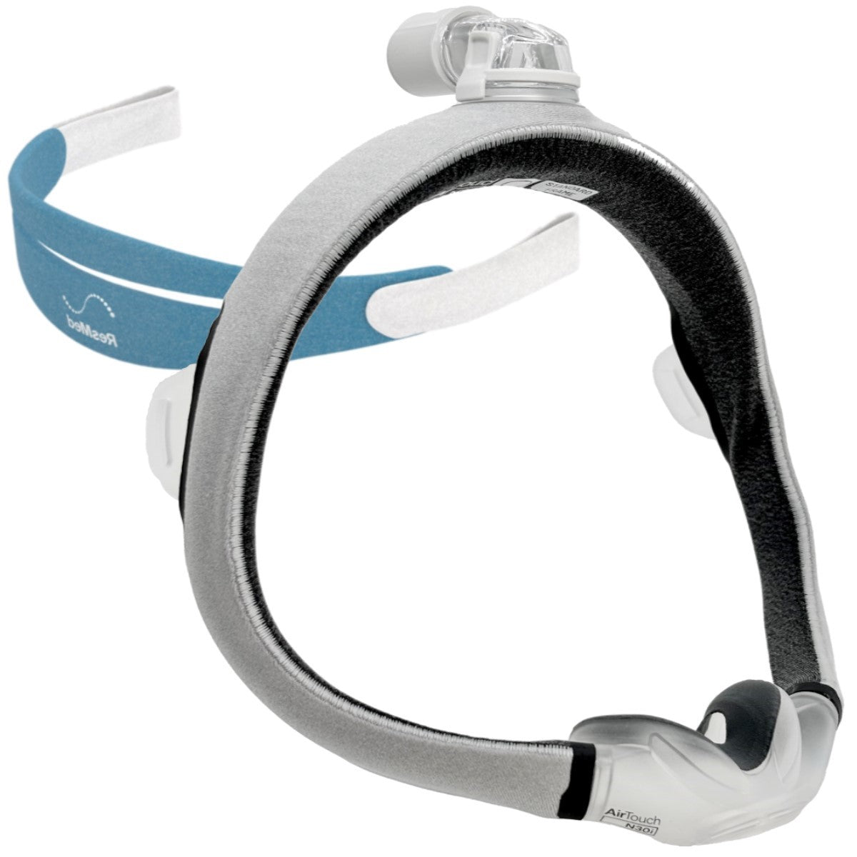 Stock photo of ResMed AirTouch N30i nasal CPAP mask kit with optional headgear