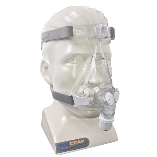 Stock photo of Philips Respironics Amara full face CPAP mask with headgear