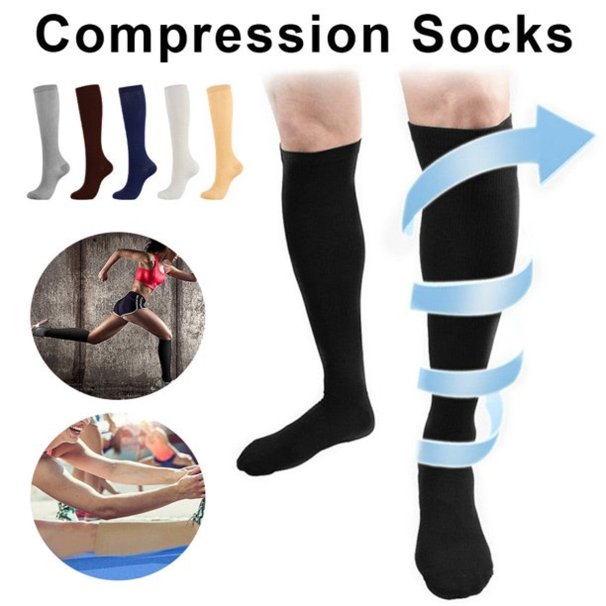 Infographic of Ames Walker AW Medical Support Compression Closed Toe Socks