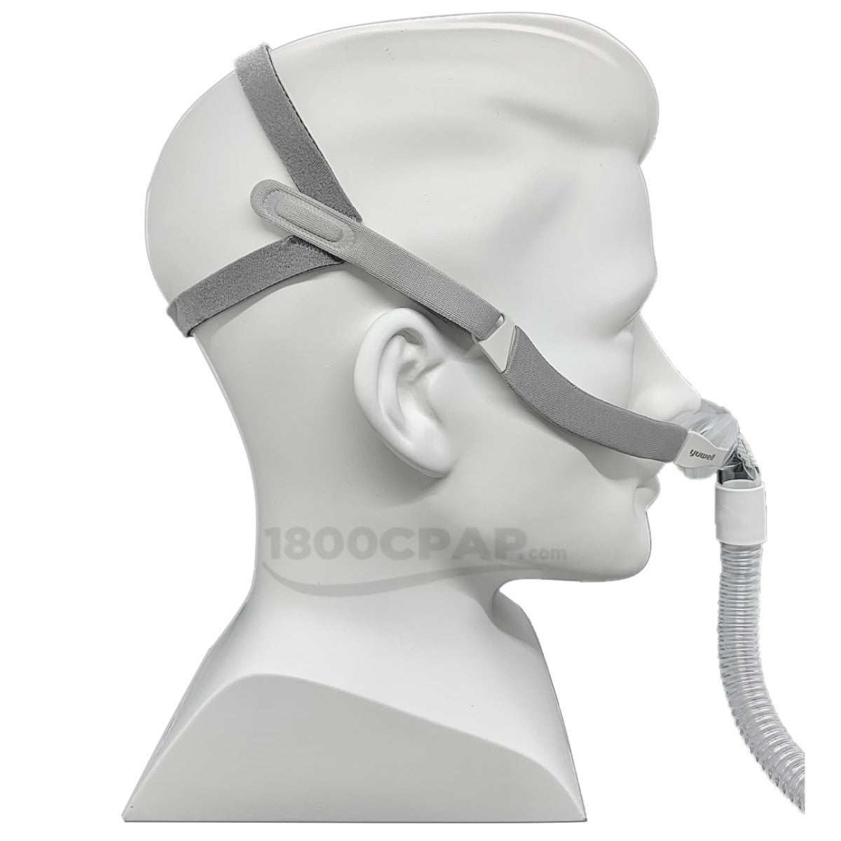 Stock photo of Yuwell BreathWear nasal pillow CPAP mask with headgear