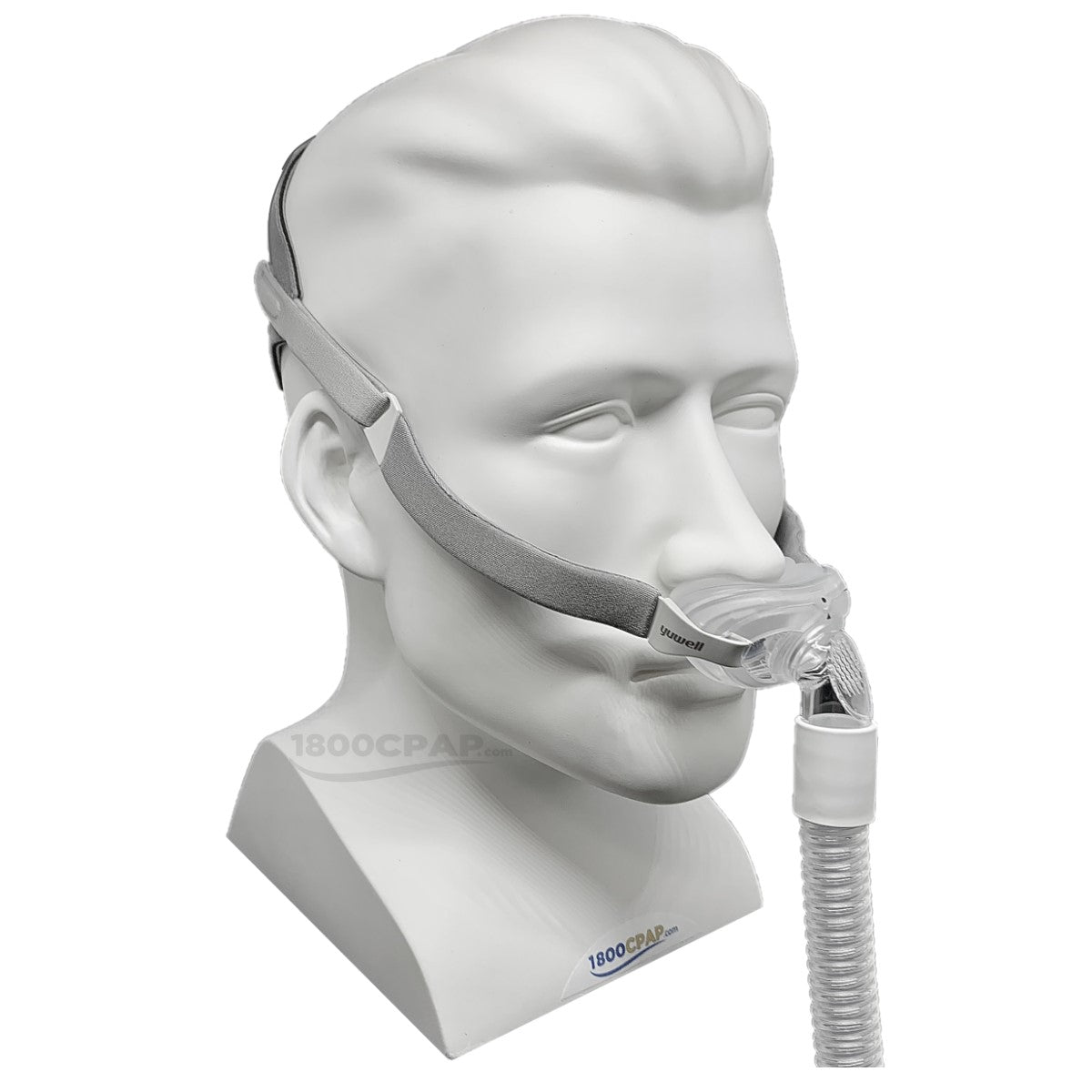 Stock photo of Yuwell BreathWear nasal pillow CPAP mask with headgear
