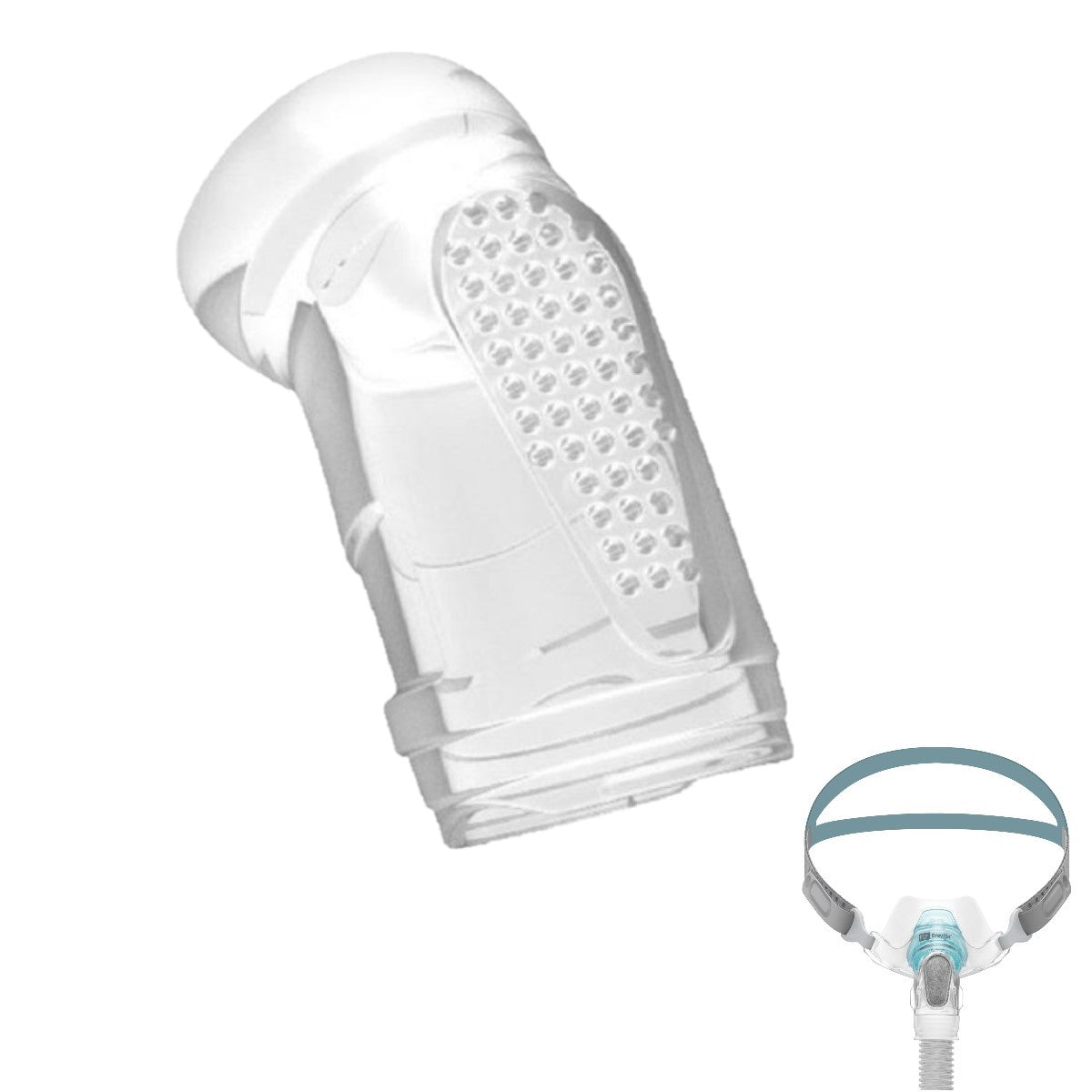 Stock photo of Fisher & Paykel Brevida nasal pillow CPAP mask elbow