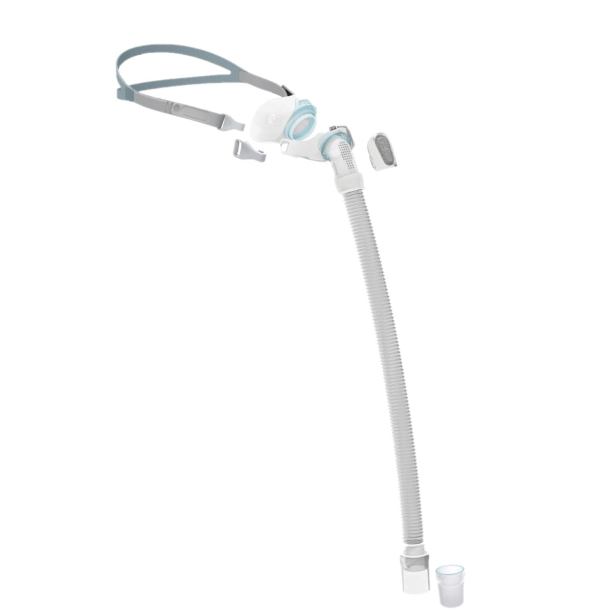 Stock photo of Fisher & Paykel Brevida nasal pillow CPAP mask components