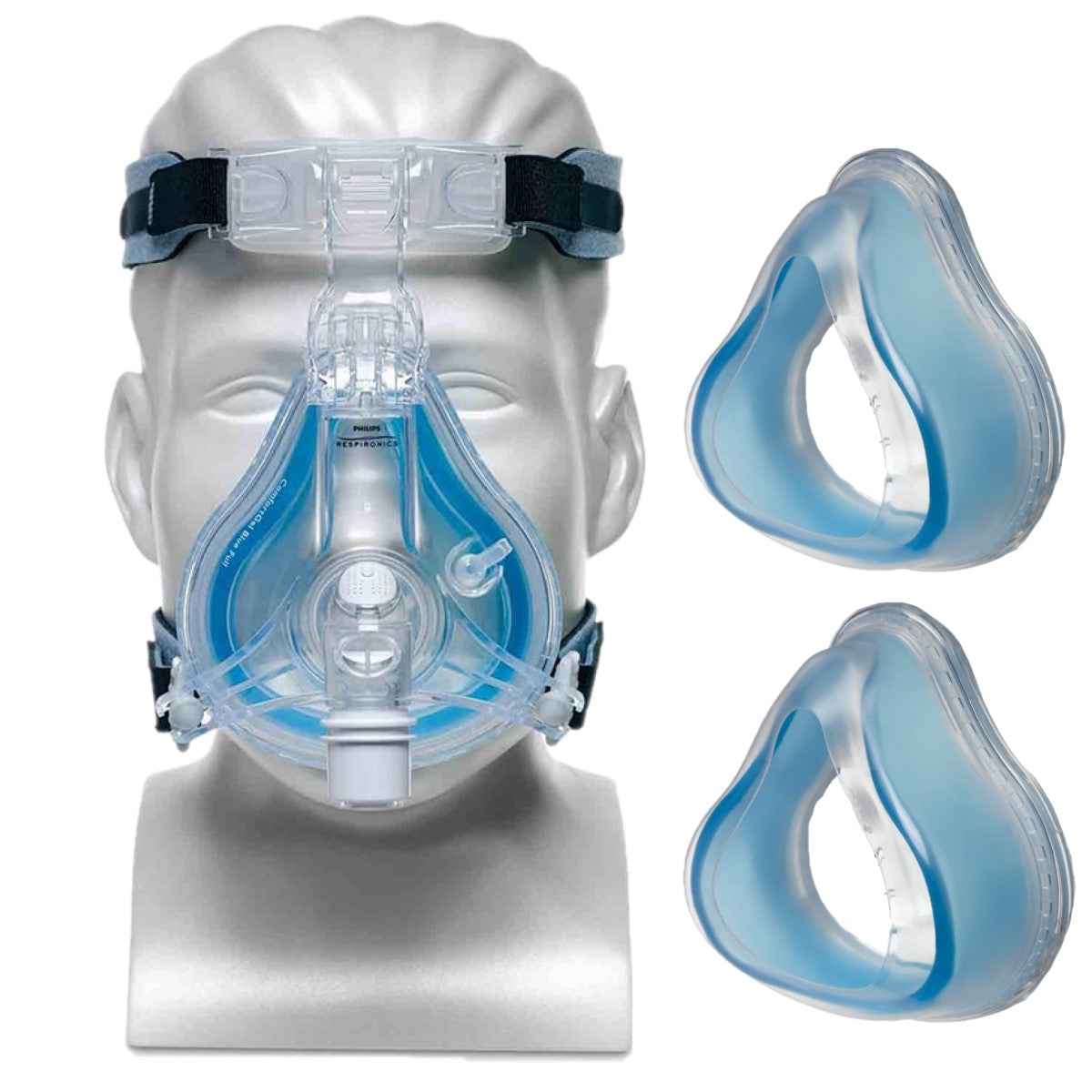 Stock photo of Philips Respironics ComfortGel full face CPAP mask duo pack with headgear