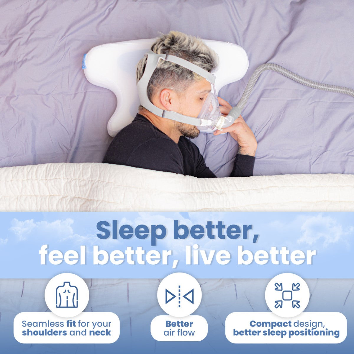 Infographic of Contour Product CoolPAP Travel CPAP Bed Pillow