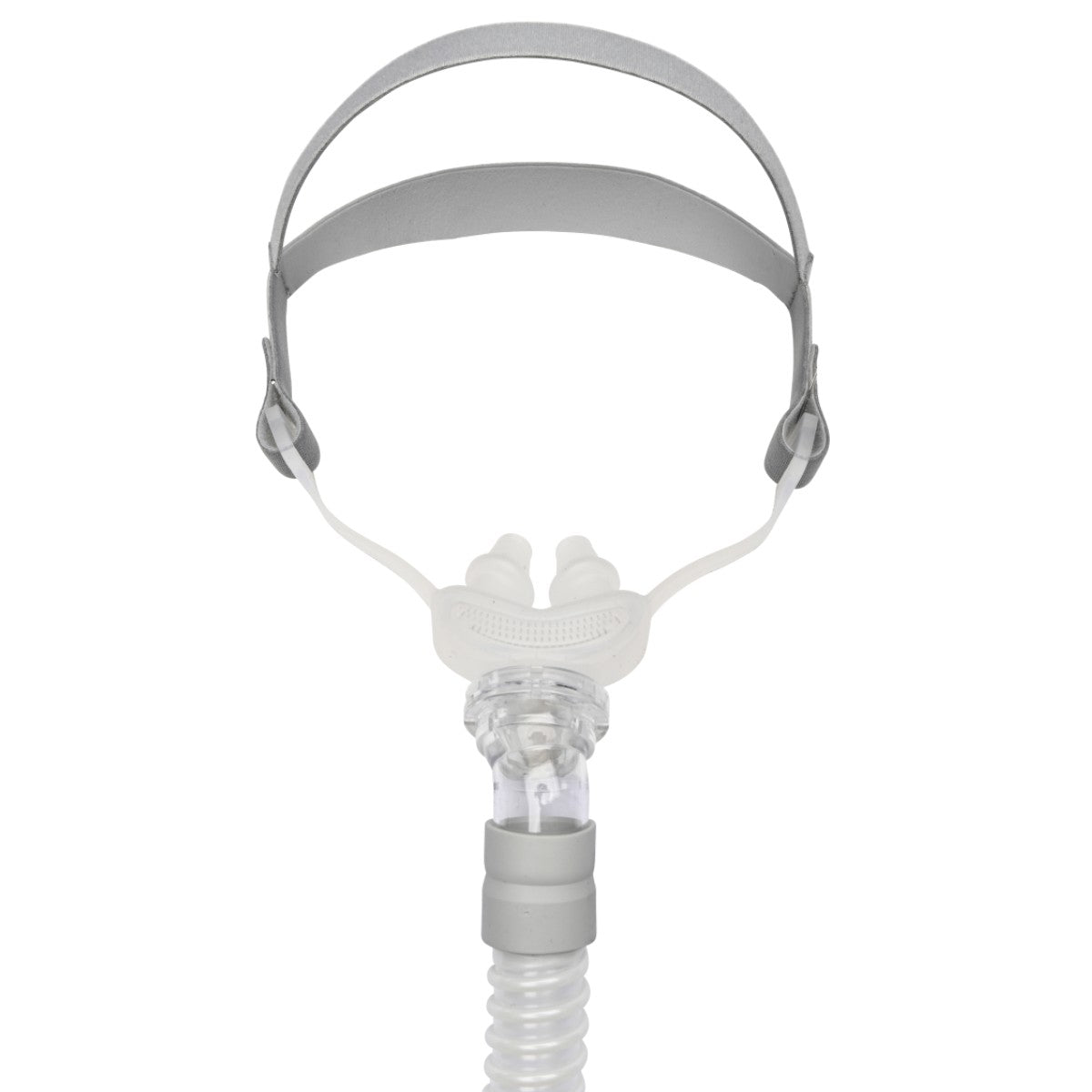 Stock photo of REMSleep DeltaWave nasal pillow CPAP mask system with headgear