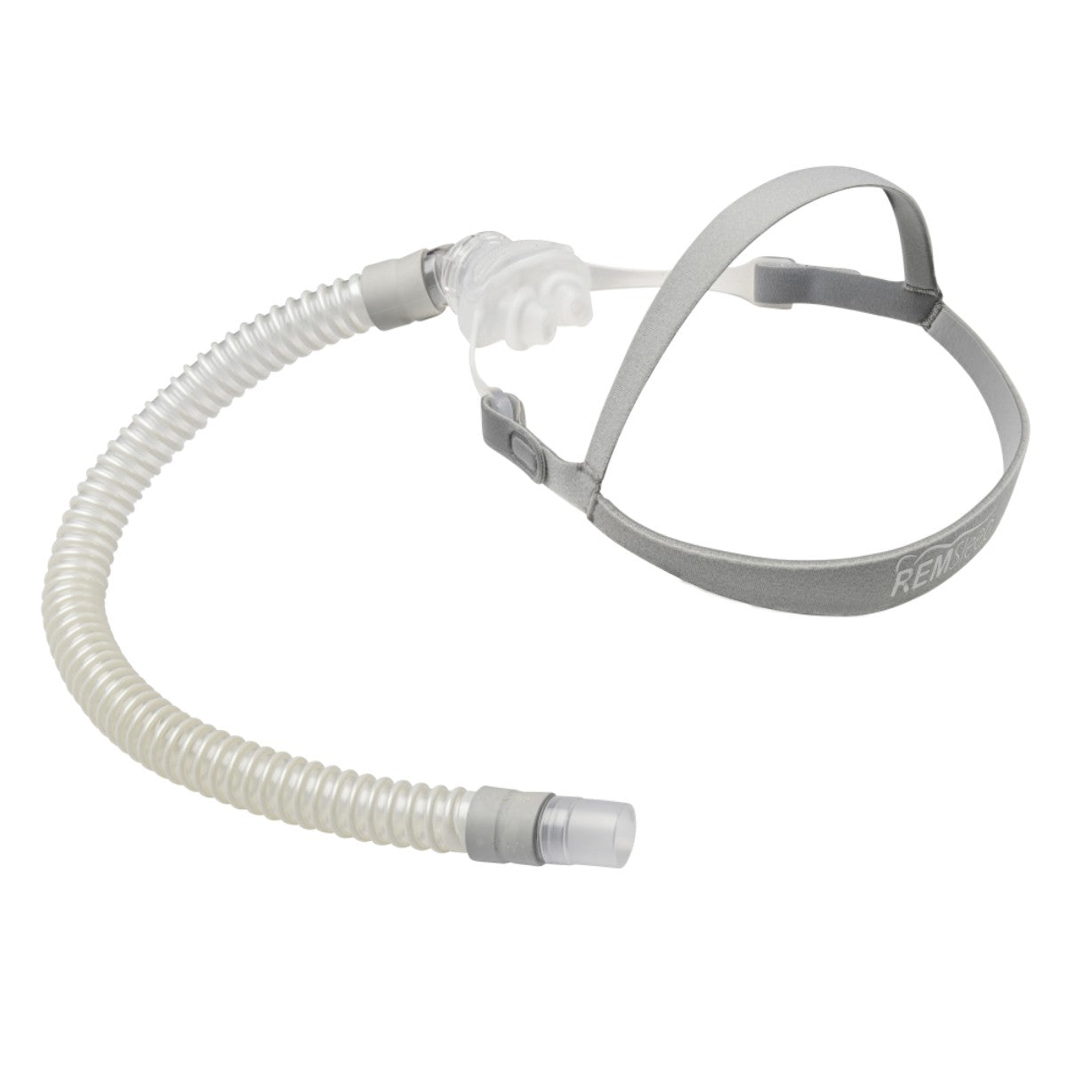 Stock photo of REMSleep DeltaWave nasal pillow CPAP mask system with headgear