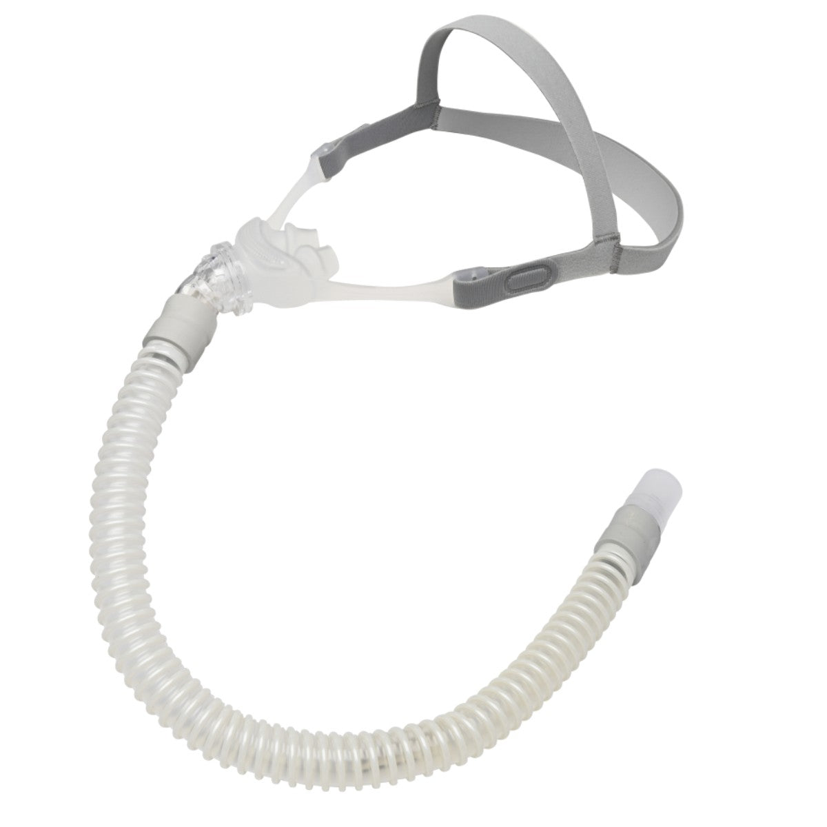 Stock photo of REMSleep DeltaWave nasal pillow CPAP mask system with headgear