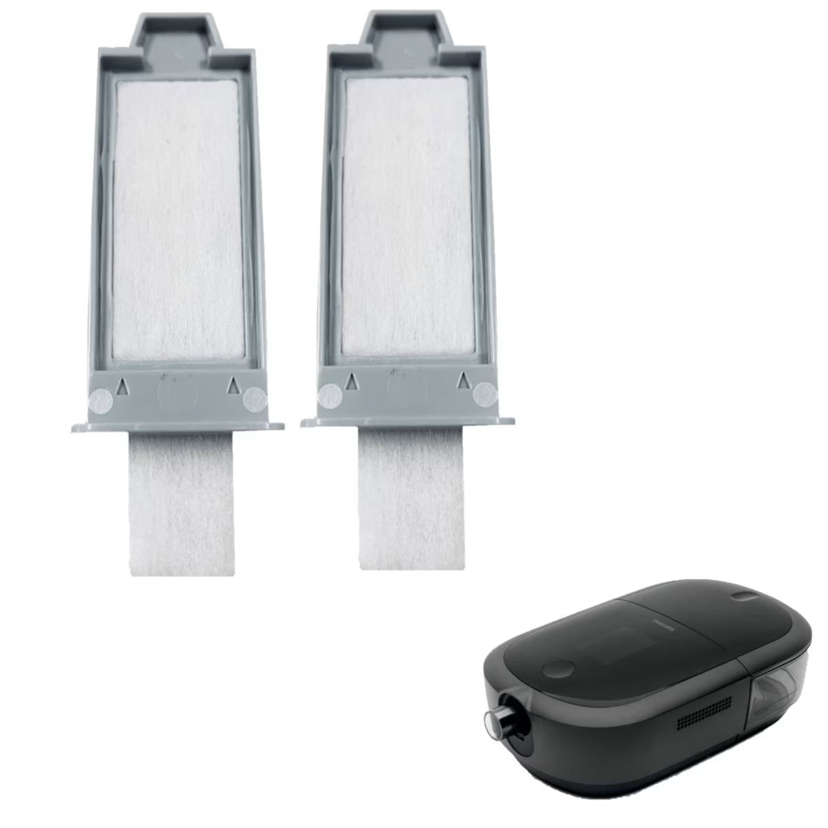 Floating Stock Image of Philips Respironics DreamStation 2 Compatible Pollen Filters - 2 Pack W/ Small Image of Philips Respironics DreamStation 2 CPAP Machine