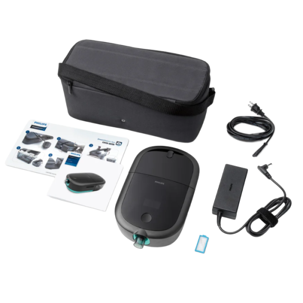 Top View of Philips Respironics DreamStation Auto CPAP Machine W/ Power Supply & Accessories