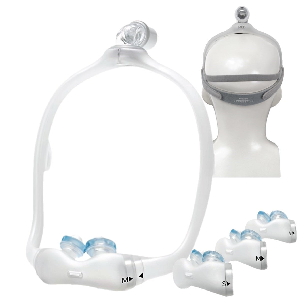 Stock photo of Philips Respironics DreamWear Gel nasal pillow CPAP mask fit pack with optional headgear