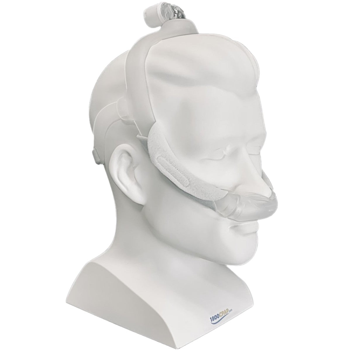 Angled View of Mannequin Head Wearing Philips Respironics DreamWear Nasal Mask W/ Headgear