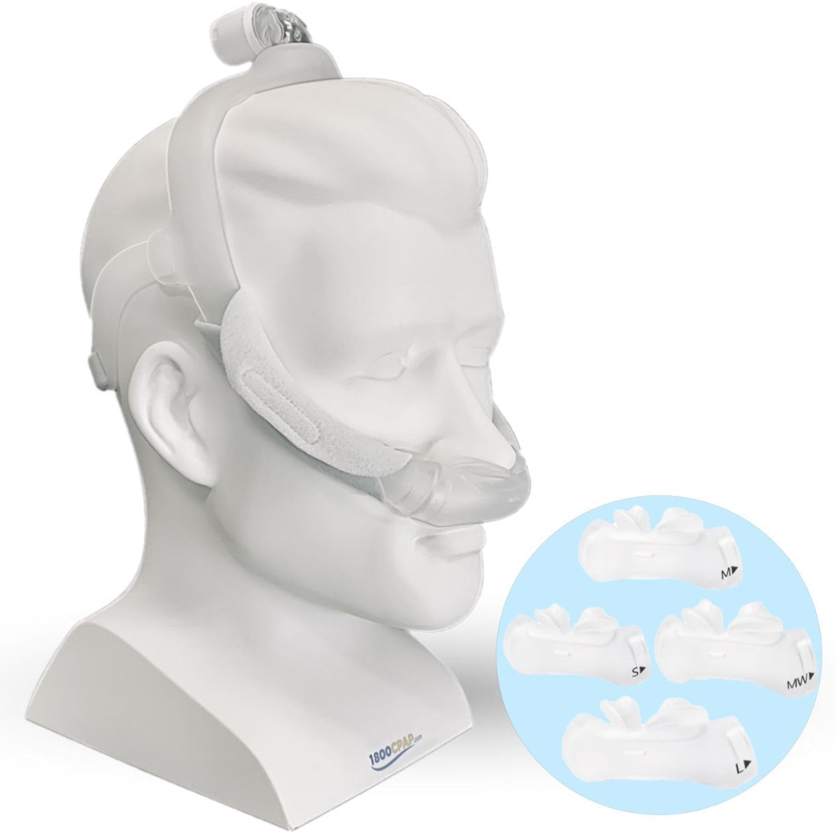 Angled Stock Image of Philips Respironics DreamWear Silicone Nasal Pillow CPAP Mask FitPack W/ Headgear