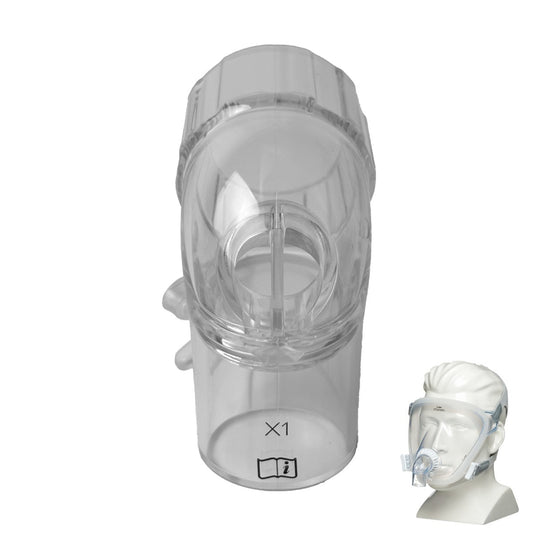 Stock photo of Philips Respironics FitLife full face CPAP mask elbow and swivel