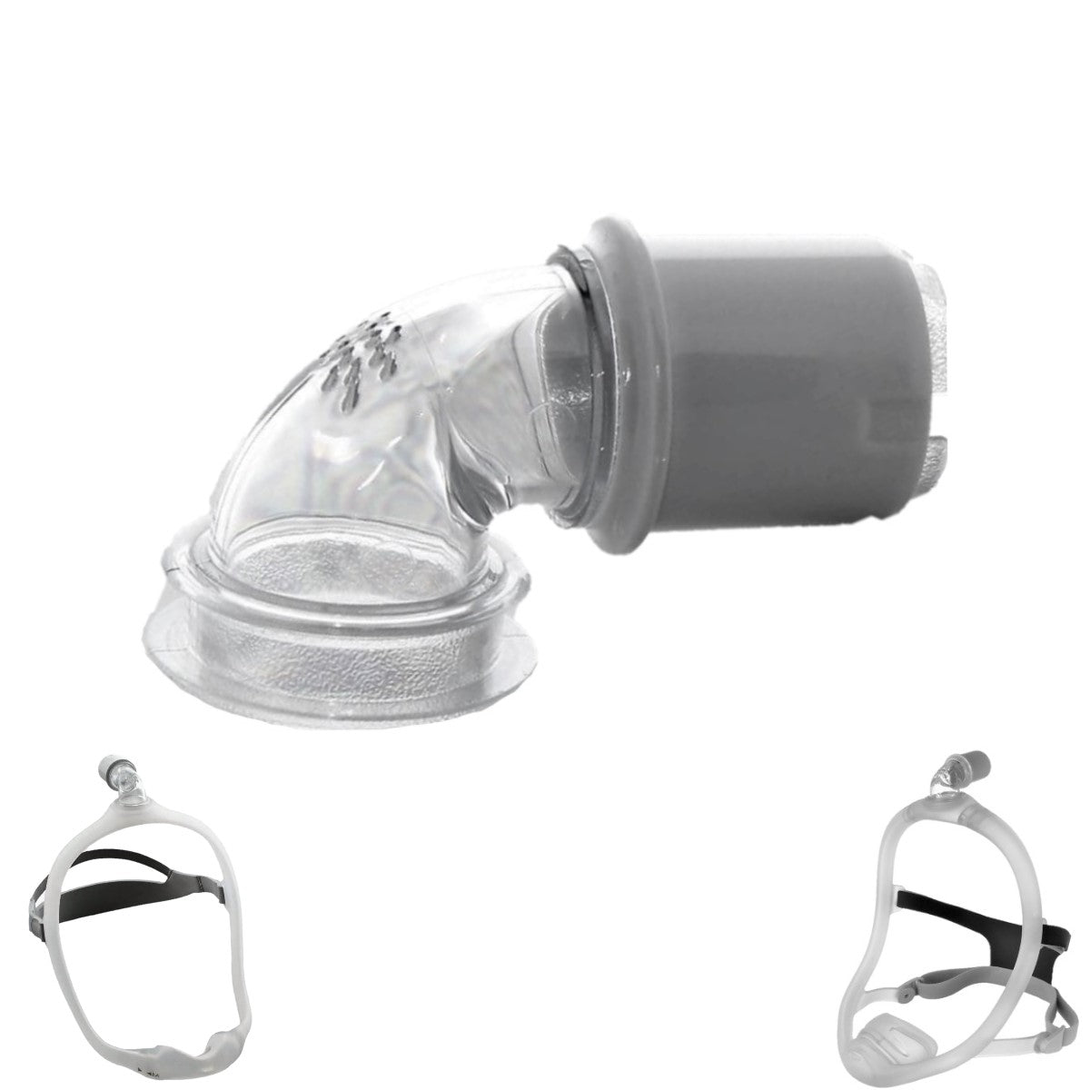 Stock photo of Philips Respironics nasal CPAP mask elbow and swivel