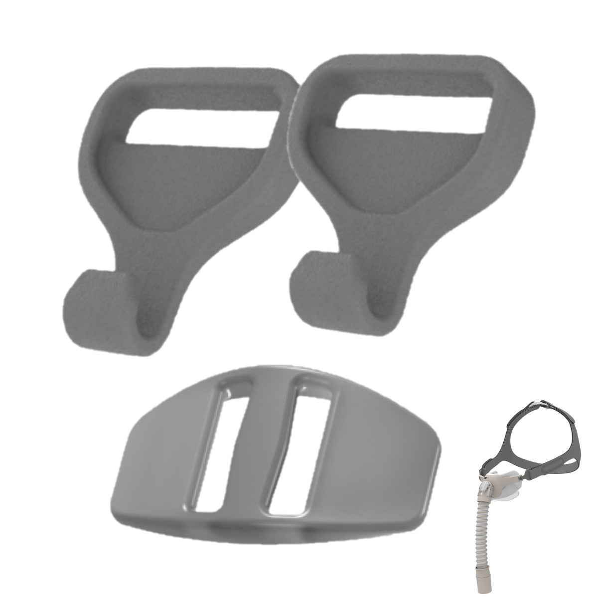 Stock photo of Fisher & Paykel Pilairo Q nasal pillow CPAP mask headgear clips and buckle