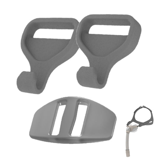 Stock photo of Fisher & Paykel Pilairo Q nasal pillow CPAP mask headgear clips and buckle