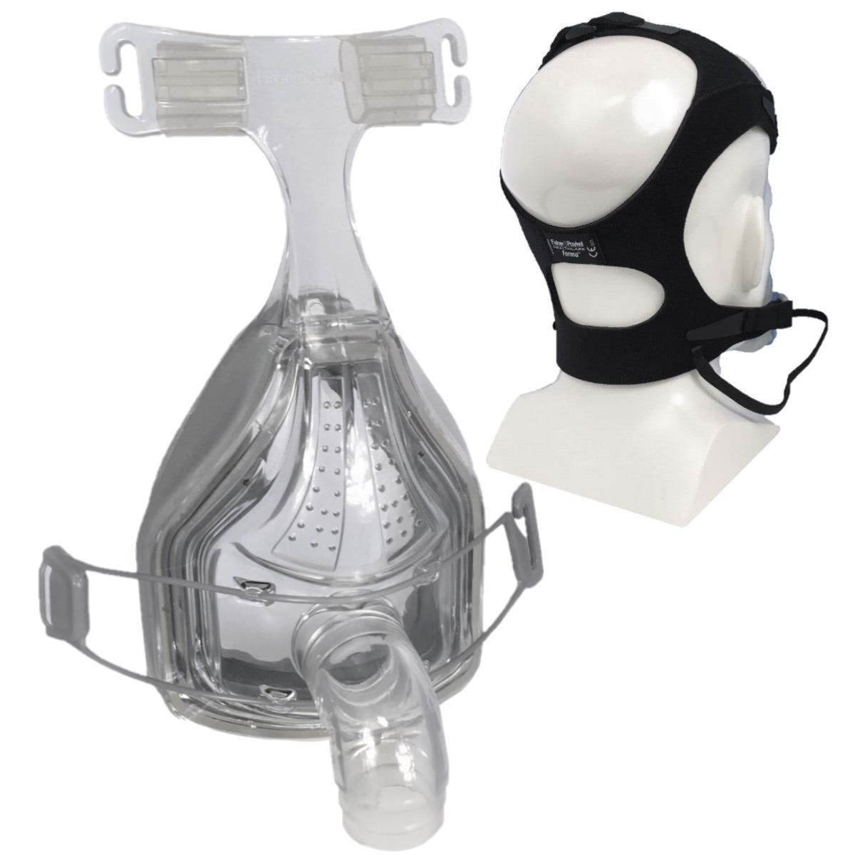 Stock photo of Fisher & Paykel Forma CPA mask and FlexiFoam cushion with optional headgear