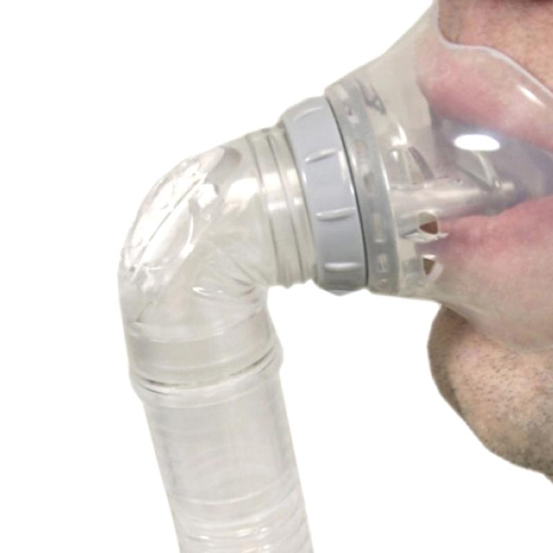 Stock photo of man using Fisher & Paykel Oracle Oral CPAP Mask