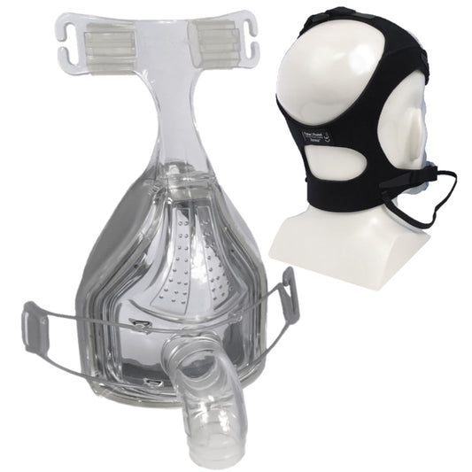 Stock photo of Fisher & Paykel Forma full face CPAP mask with optional headgear