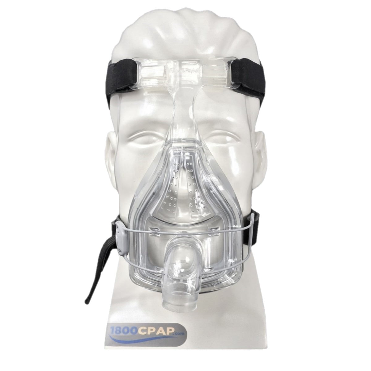 Front facing stock photo of Fisher & Paykel Forma full face CPAP mask on mannequin head