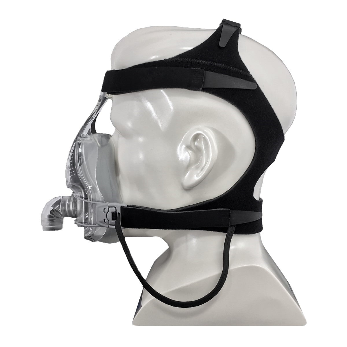 Left facing stock photo Fisher & Paykel Forma full face CPAP mask on mannequin head