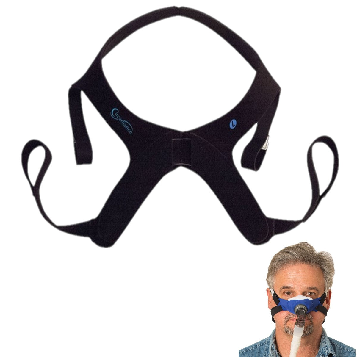 Stock photo of Circadiance SleepWeaver 3D nasal CPAP mask headgear