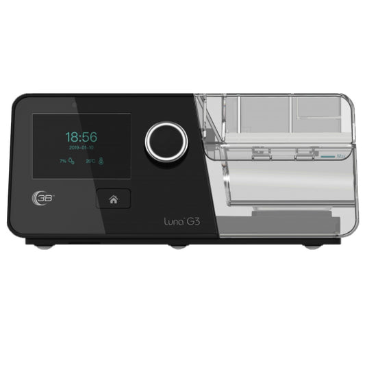 Stock photo of React Health Luna G3 Auto CPAP machine with heated humidifier