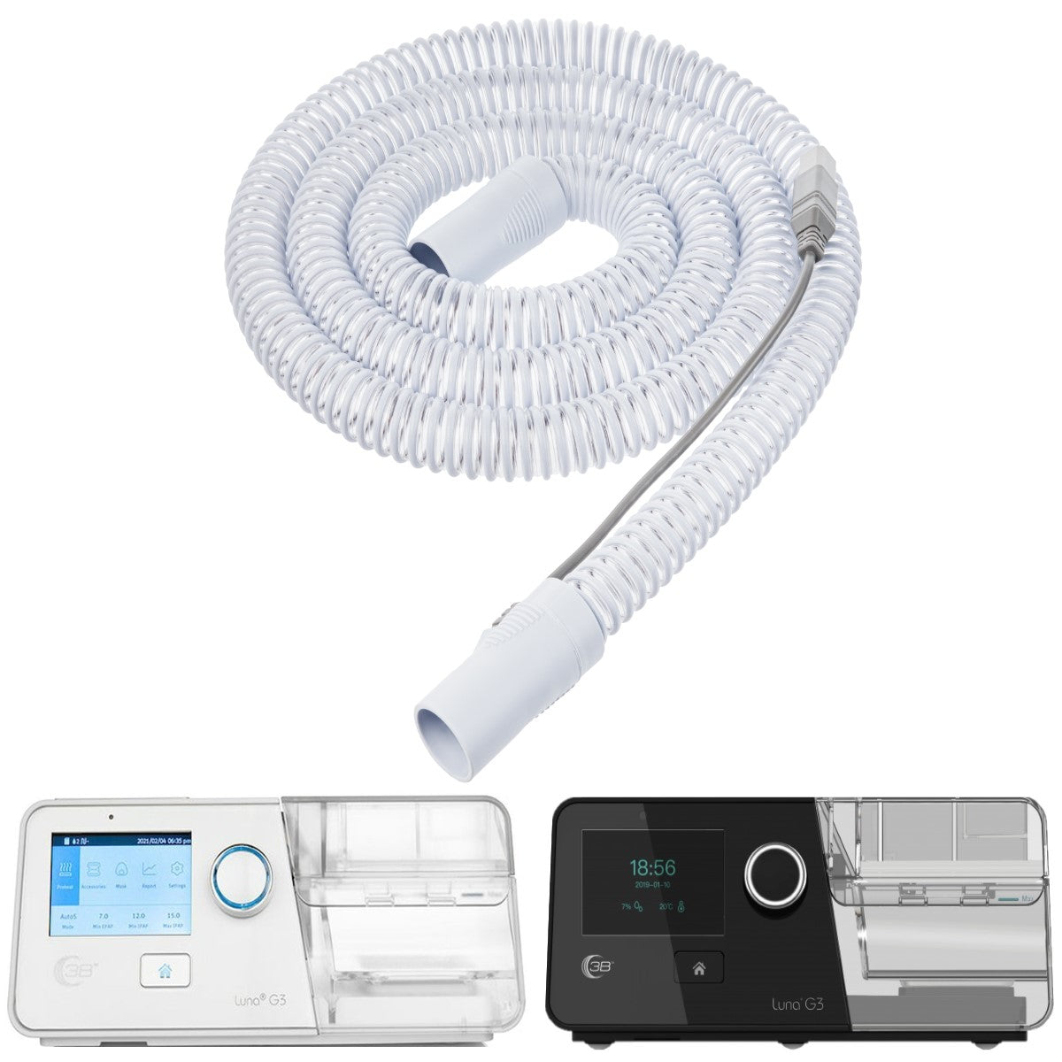 Stock photo of React Health Luna G3 CPAP machine heated tubing