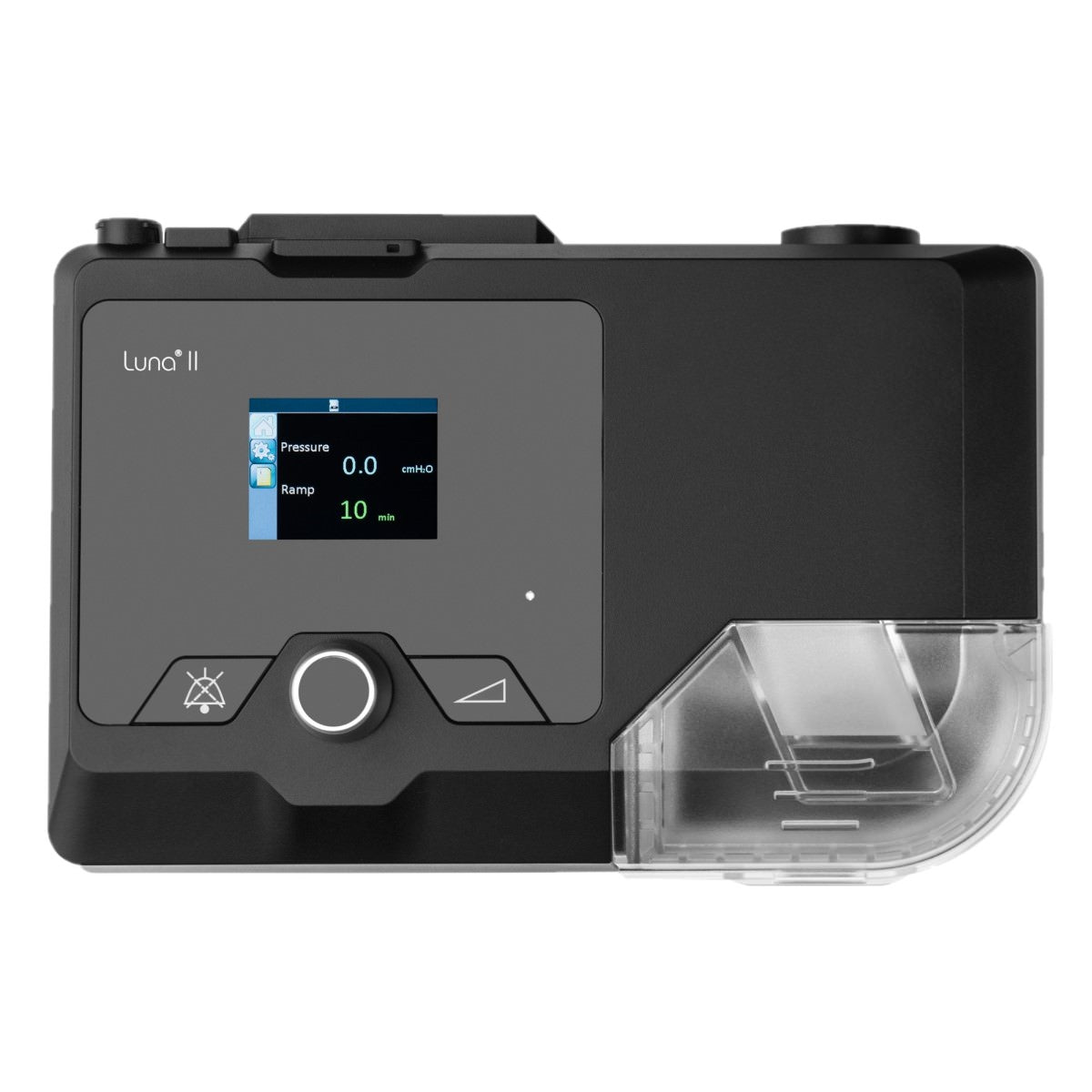 Stock photo of React Health Luna II Auto CPAP machine with heated humidifier