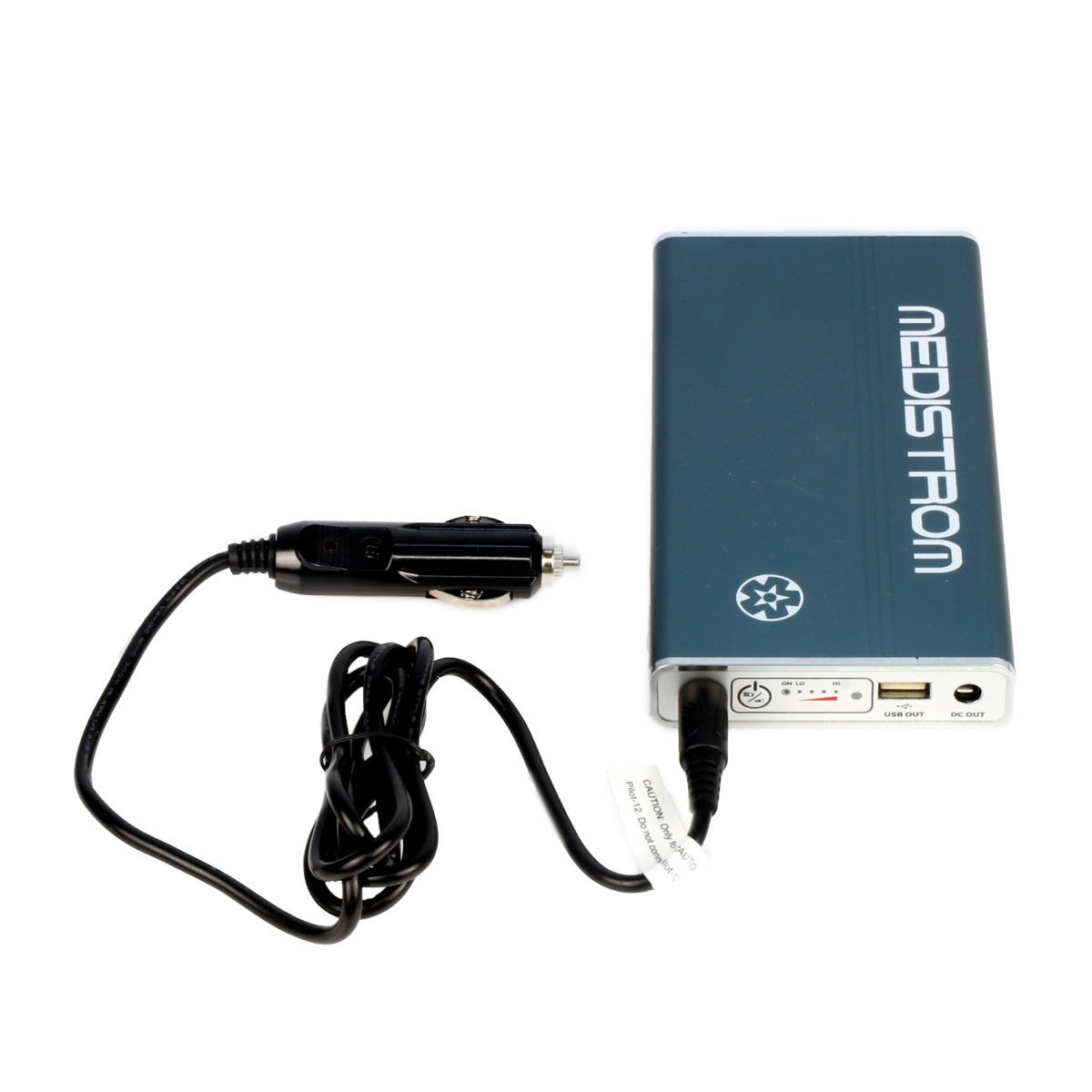 Stock photo of Choice One Medical Medistrom car charger for Pilot 12 and 24 Lite CPAP machine battery