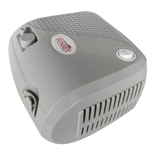 Angled Stock Image of Sunset Nebulizer W/ Disposable Kit