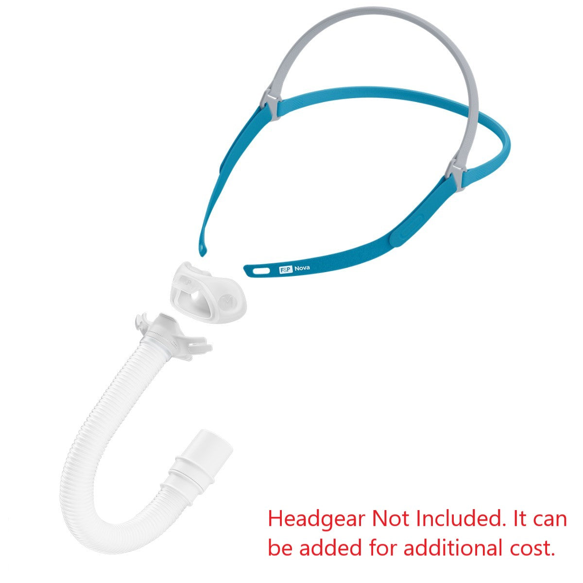 Angled Stock Image of Pieced Apart Nova Micro Nasal Pillow Mask by Fisher & Paykel
