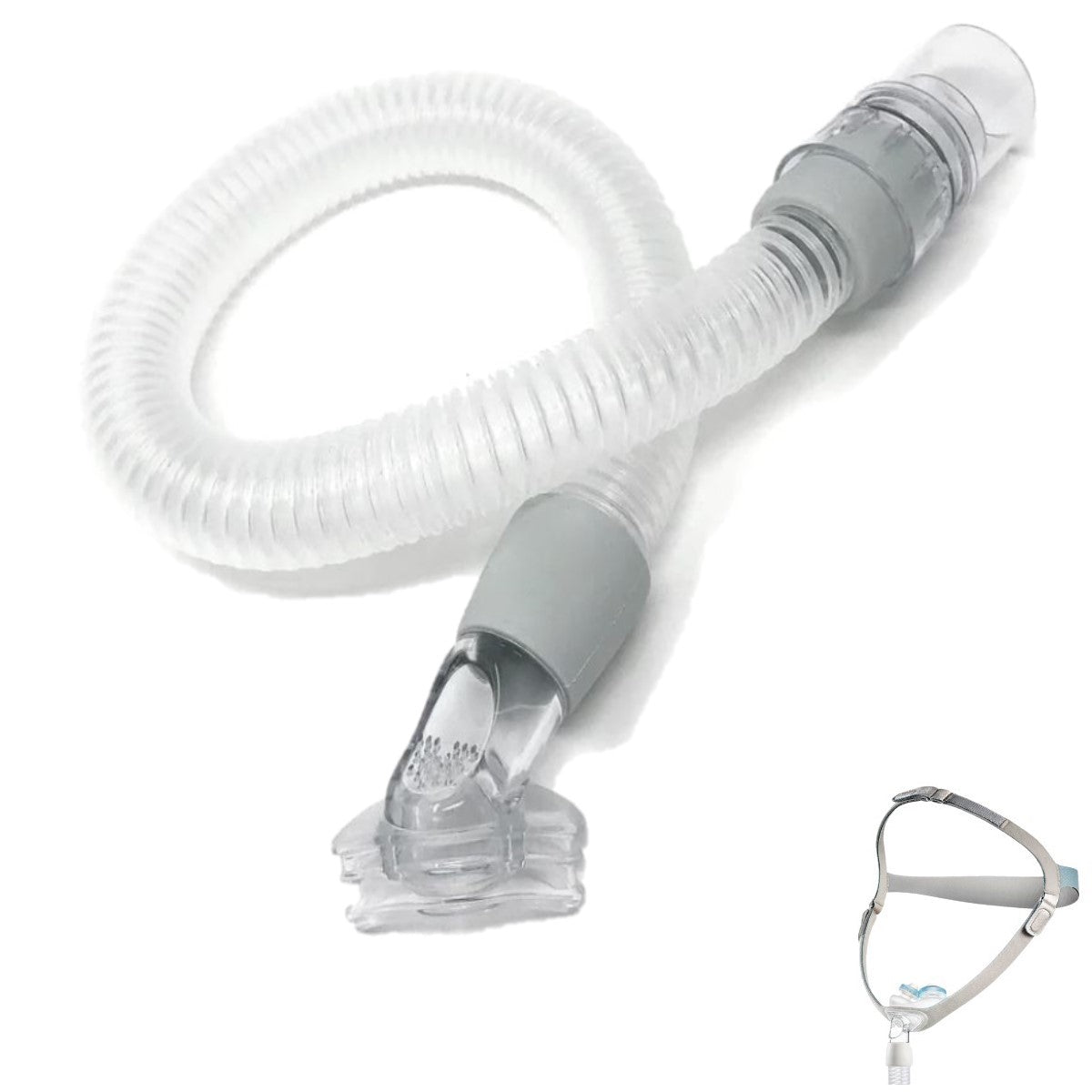 Stock photo of Philips Respironics Nuance nasal pillow CPAP mask short tube